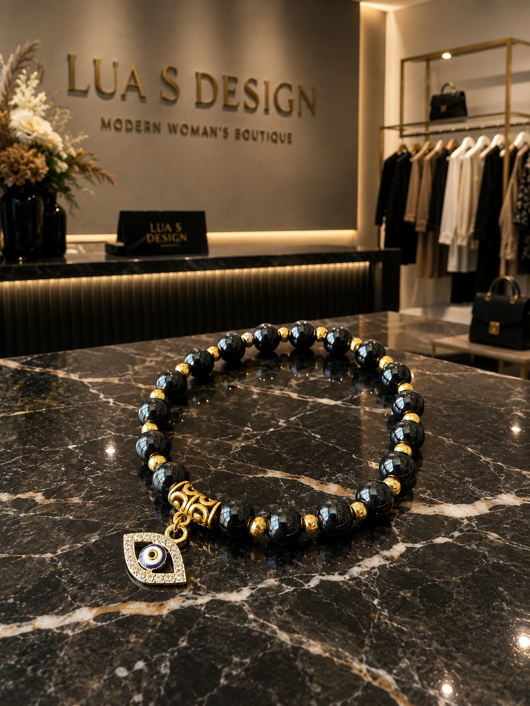 Evil Eye Natural Stone Beaded Bracelet