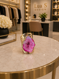 Natural Geode Agate Druzy Crystal Ring